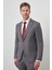 Erkek Gri Poliviskon Slim Fit Mono Yaka Takım Elbise 4