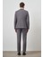 Erkek Gri Poliviskon Slim Fit Mono Yaka Takım Elbise 5