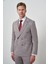 Erkek Vizon Tend Keten Kruvaze Slim Fit Sivri Yaka Takım Elbise 1