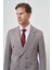Erkek Vizon Tend Keten Kruvaze Slim Fit Sivri Yaka Takım Elbise 3