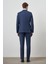 Erkek Lacivert Poliviskon Slim Fit Mono Yaka Takım Elbise 5