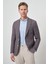 Erkek Kahve Keten Ekoseli Slim Fit Mono Yaka Ceket 1