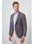 Erkek Kahve Keten Ekoseli Slim Fit Mono Yaka Ceket 2