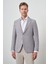 Erkek Vişne Keten Dokuma Slim Fit Mono Yaka Ceket 1