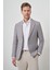 Erkek Vişne Keten Dokuma Slim Fit Mono Yaka Ceket 4