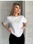 Kadın Sırt Baskılı Midi Boy Beyaz T-Shirt 1