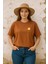 Civciv Baskılı Unisex %100 Pamuk Oversize Bisiklet Yaka Kahverengi T-Shirt 3