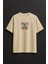Jazzcı Derviş Baskılı Unisex %100 Pamuk Oversize Bisiklet Yaka Bej T-Shirt 4