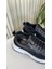 Soho Iç-Dış Hakiki Deri Lastik Bağcıklı Siyah Kadın Sneakers Ayakkabı 5