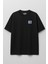 Almanya Posta Pulu Baskılı Unisex %100 Pamuk Oversize Bisiklet Yaka Siyah T-Shirt 4