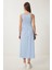 Halter Yaka Basic Yazlık Örme Elbise Gök Mavi LCR0053 6
