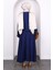 Lacivert Önü Bağlamalı Kimono Etekli Takım 4