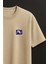 Yugoslavya Posta Pulu Baskılı Unisex %100 Pamuk Oversize Bisiklet Yaka Bej T-Shirt 7