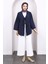 Lacivert Ön Bağlamalı Kimono Tunik 2