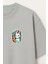 Badge Tavşan Baskılı Unisex %100 Pamuk Oversize Bisiklet Yaka Gri T-Shirt 2