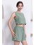 Kadın Haki Yeşil Şort Pantolon Bluz 3lü Takım MSC244 1