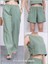 Kadın Haki Yeşil Şort Pantolon Bluz 3lü Takım MSC244 2
