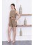Kadın Kahve Şort Pantolon Bluz 3lü Takım MSC244 1