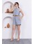 Kadın Gri Şort Pantolon Bluz 3lü Takım MSC244 1
