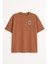 Tunus Posta Pulu Baskılı Unisex %100 Pamuk Oversize Bisiklet Yaka Kahverengi T-Shirt 5