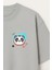 Badge Panda Baskılı Unisex %100 Pamuk Oversize Bisiklet Yaka Gri T-Shirt 3