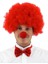 Kırmızı Renk Kıvırcık Afro Bonus Peruk Takma Saç ve Kırmızı Burun Seti 1