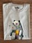 Patchwork Kutup Ayısı Baskılı Unisex %100 Pamuk Oversize Bisiklet Yaka Gri T-Shirt 3