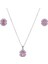 5-8 mm Pembe Oval Zirkon Taşlı 925 Ayar Gümüş Kadın 2'li Set 1