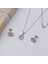 5-8 mm Pembe Oval Zirkon Taşlı 925 Ayar Gümüş Kadın 2'li Set 2