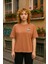 Noodle Baskılı Unisex %100 Pamuk Oversize Bisiklet Yaka Kahverengi T-Shirt 3