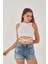 Kadın Sıfır Kol Ipli Çapraz Bağlamalı Pamuklu Fitilli Bluz Crop Top 1