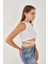 Kadın Sıfır Kol Ipli Çapraz Bağlamalı Pamuklu Fitilli Bluz Crop Top 5