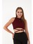 Kadın Sıfır Kol Ipli Çapraz Bağlamalı Pamuklu Fitilli Bluz Crop Top 3