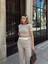 Crop Pantolon Biyeli Takım Bej 4