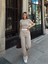 Crop Pantolon Biyeli Takım Bej 5