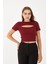 Kadın Kısa Kollu Göğüs Dekolte Detaylı Pamuklu Fitilli Bluz Crop T- Shirt 1