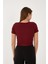Kadın Kısa Kollu Göğüs Dekolte Detaylı Pamuklu Fitilli Bluz Crop T- Shirt 3