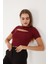 Kadın Kısa Kollu Göğüs Dekolte Detaylı Pamuklu Fitilli Bluz Crop T- Shirt 5