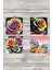 Pop Art Çiçek Baskılı 4'lü Set Dekoratif Ahşap Kare Bardak Altlığı 1