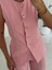 Karma Düğme Keten Yelek Pantolon Takım-Pembe 2