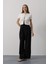 Pileli Bağcıklı Oversize Pantolon - Siyah 2