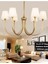 Modern Avize Eskitme Gold 6 Lı Krem Abajur Tasarım Avize 2