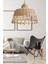 Rattan Bambu Hasır Sarkıt Avize Boncuklu 35 cm 2