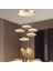 Luxury Exclusive Beşli Yuvarlak Sarkıt LED Avize Jellyfish Gold Sarı Ledli Avize 1
