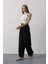 Pileli Bağcıklı Oversize Pantolon - Lacivert 3