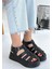 Kemerli Ortopedik Sandalet Cilt Siyah Topuk Boyu 5 cm 1