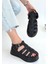 Kemerli Ortopedik Sandalet Cilt Siyah Topuk Boyu 5 cm 3