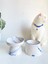 Seramik Kedi ve Köpek Mama ve Su Kabı, Mavi Beyaz ve Renkli Moon Desenli, 2'li Set 2