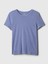 Kadın Mavi %100 Pamuk Vintage Bisiklet Yaka T-Shirt 2