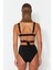Shopeonly Siyah Üçgen Pencereli Yüksek Bel Toparlayıcı Bikini Takımı 6